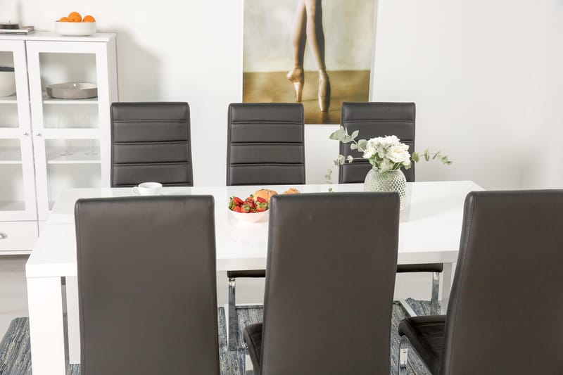 Cibus Spisebordsæt med 6 Stole - Hvid/Sort - Spisebordssæt