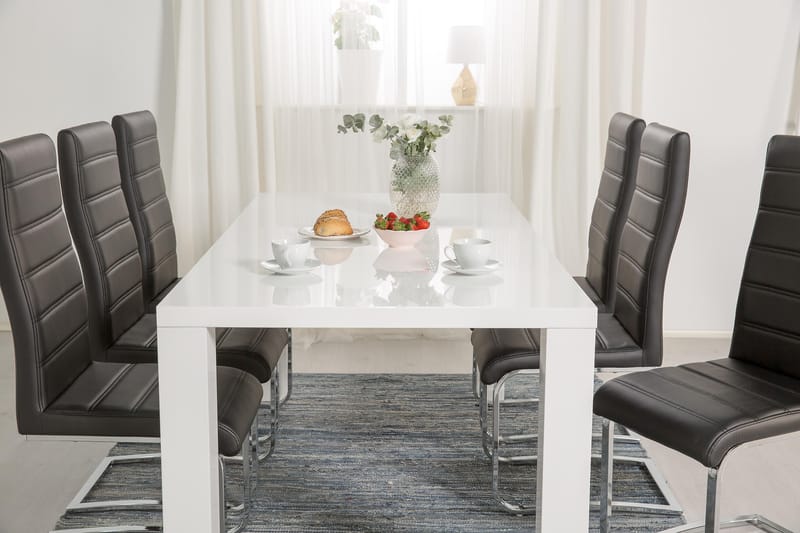 Cibus Spisebordsæt med 6 Stole - Hvid/Sort - Møbler - Borde - Spisebordssæt