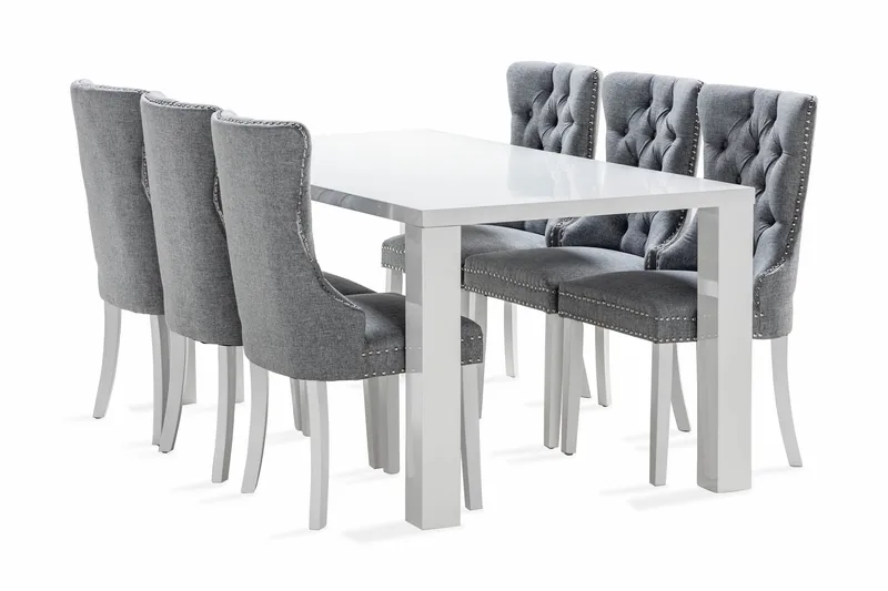 Cibus Spisebordssæt 180 cm inkl 6 Bergviken Stole, Hvid
