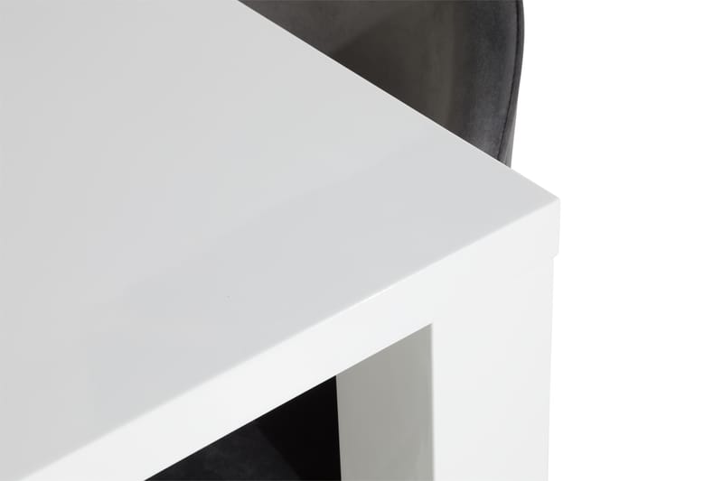 Cibus Spisebordssæt med 4 Felipe Stol Velour - Hvid/Grå/Forkromede Ben - Spisebordssæt
