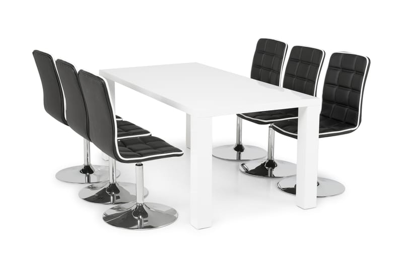 Cibus Spisebordssæt med 6 Frida stole - Hvid/Sort - Spisebordssæt