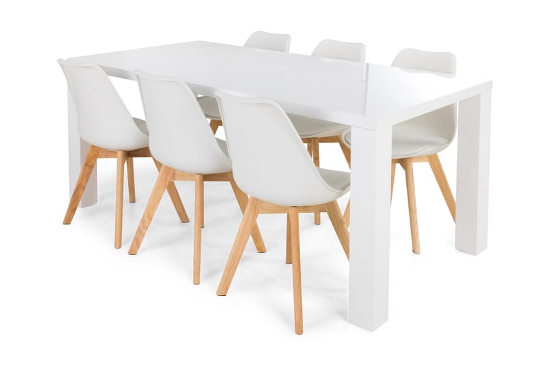 Cibus Spisebordssæt med 6 stk Stil Stol - Hvid - Spisebordssæt