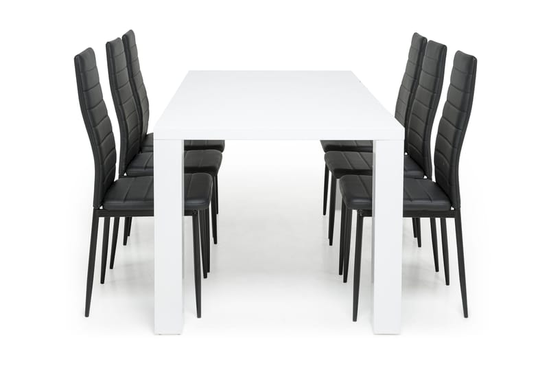 Cibus Spisebordssæt med 6 Ted Stole - Hvid/Sort - Spisebordssæt