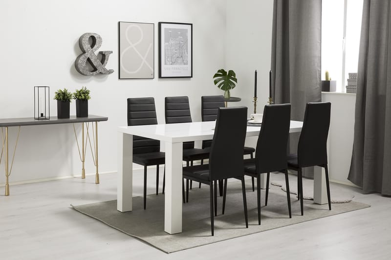 Cibus Spisebordssæt med 6 Ted Stole - Hvid/Sort - Spisebordssæt