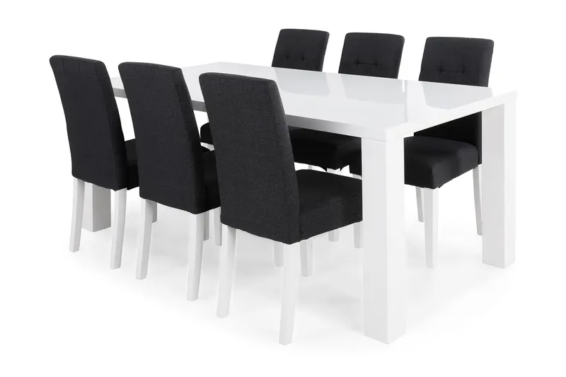 Cibus Spisebordssæt med 6 Viktor Stole, Hvid/Mørkegrå