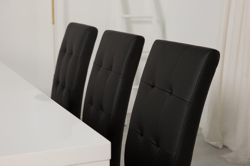 Cibus Spisebordssæt med 6 Viktor Stole - Hvid/Svart PU - Møbler - Borde - Spisebordssæt