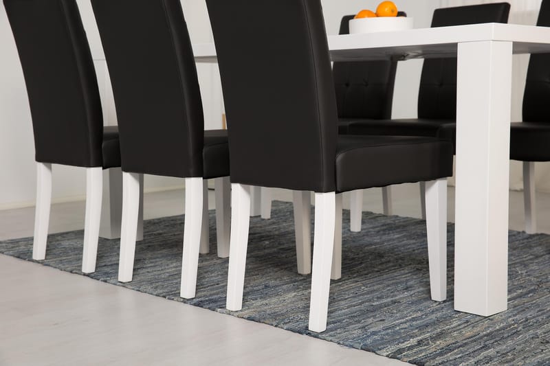 Cibus Spisebordssæt med 6 Viktor Stole - Hvid/Svart PU - Møbler - Borde - Spisebordssæt