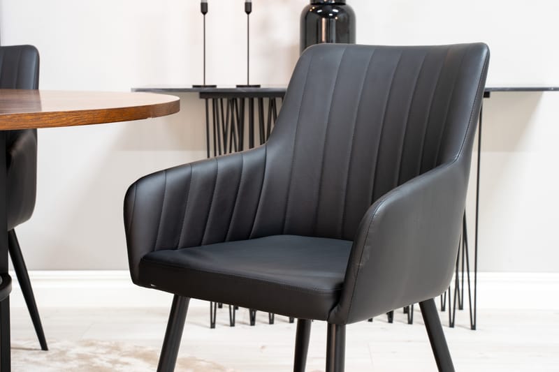 Copenhagen Spisebordssæt med 4 Casper Stole Kunstlæder sort - Furniture Fashion - Spisebordssæt