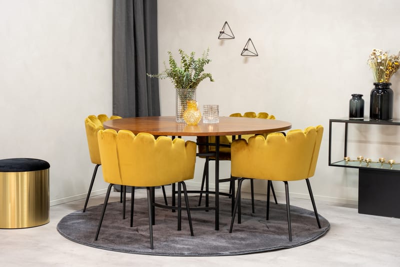 Copenhagen Spisebordssæt med 4 Limhamn Spisebordstole Gul - Furniture Fashion - Spisebordssæt
