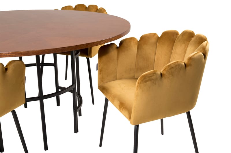 Copenhagen Spisebordssæt med 4 Limhamn Spisebordstole Gul - Furniture Fashion - Spisebordssæt