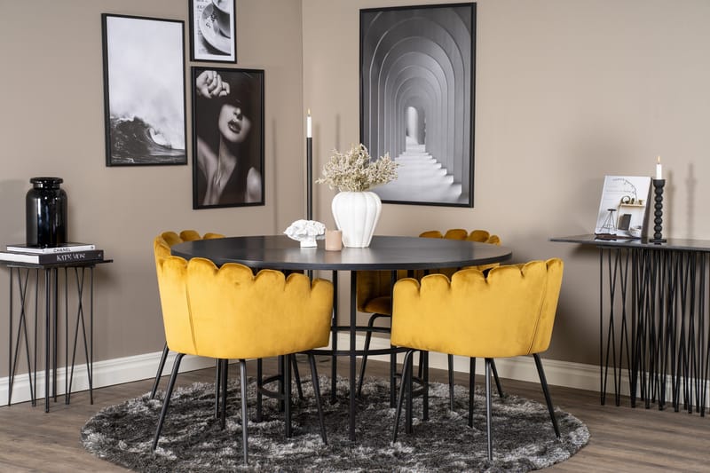 Copenhagen Spisebordssæt med 4 Limhamn Spisebordstole Gul - Furniture Fashion - Møbler - Borde - Spisebordssæt