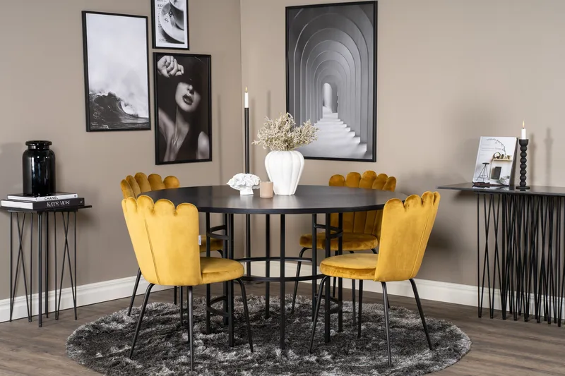 Copenhagen Spisebordssæt med 4 Limhamn Spisebordstole Gul - Furniture Fashion - Møbler - Borde - Spisebordssæt