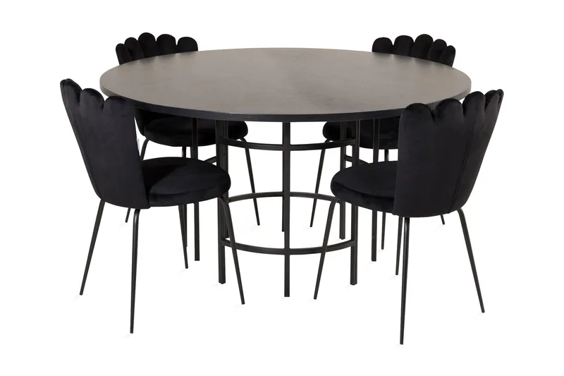 Copenhagen Spisebordssæt med 4 Limhamn Spisebordstole Sort, Furniture Fashion