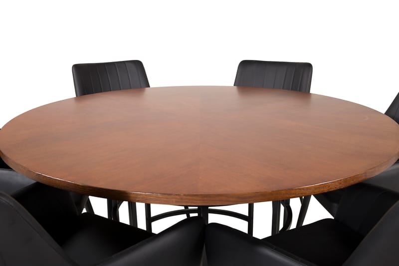 Copenhagen Spisebordssæt med 6 Casper Stole Kunstlæder sort - Furniture Fashion - Spisebordssæt