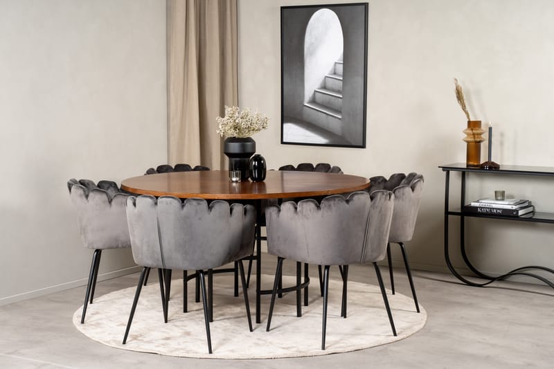 Copenhagen Spisebordssæt med 6 Limhamn Spisebordstole Grå - Furniture Fashion - Spisebordssæt