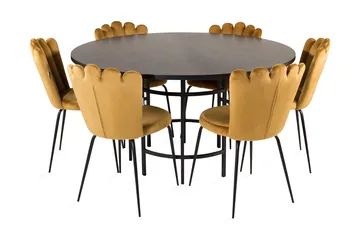 Copenhagen Spisebordssæt med 6 Limhamn Spisebordstole Gul - Furniture Fashion - Møbler - Borde - Spisebordssæt