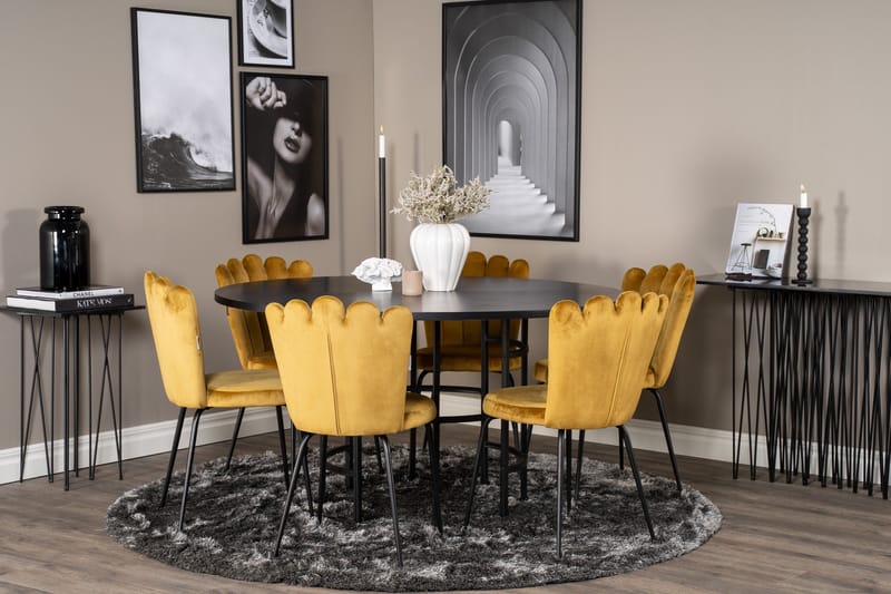 Copenhagen Spisebordssæt med 6 Limhamn Spisebordstole Gul - Furniture Fashion - Møbler - Borde - Spisebordssæt