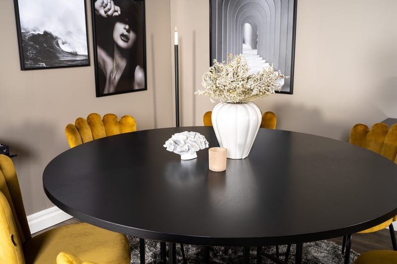 Copenhagen Spisebordssæt med 6 Limhamn Spisebordstole Gul - Furniture Fashion - Møbler - Borde - Spisebordssæt