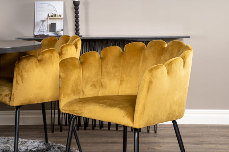 Copenhagen Spisebordssæt med 6 Limhamn Spisebordstole Gul - Furniture Fashion - Møbler - Borde - Spisebordssæt