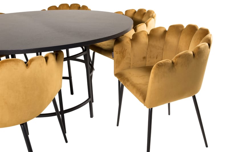 Copenhagen Spisebordssæt med 6 Limhamn Spisebordstole Gul - Furniture Fashion - Møbler - Borde - Spisebordssæt
