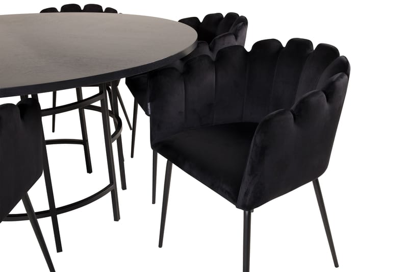 Copenhagen Spisebordssæt med 6 Limhamn Spisebordstole Sort - Furniture Fashion - Spisebordssæt