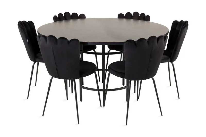Copenhagen Spisebordssæt med 6 Limhamn Spisebordstole Sort, Furniture Fashion