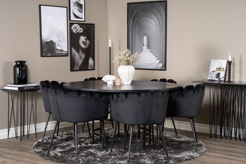 Copenhagen Spisebordssæt med 6 Limhamn Spisebordstole Sort - Furniture Fashion - Møbler - Borde - Spisebordssæt