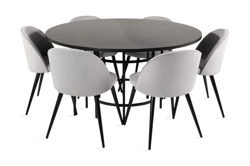 Copenhagen Spisebordssæt med 6 Valerie Stole Fløjl, Furniture Fashion