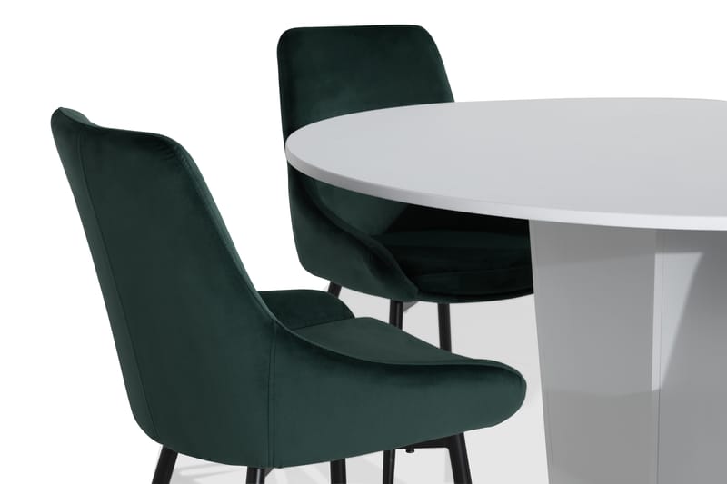 Cubic Spisebordssæt 120 cm med 4 Alsarp Stol - Hvid/Grøn - Spisebordssæt