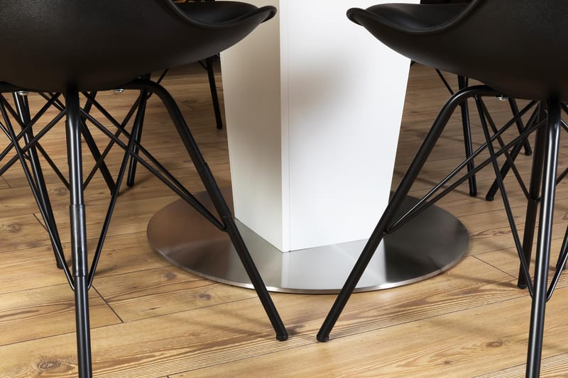 Cubic Spisebordssæt 120 cm med 6 Shell Stole - Hvid/Sort - Spisebordssæt