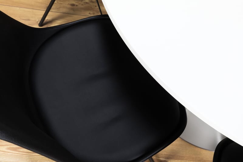 Cubic Spisebordssæt 120 cm med 6 Shell Stole - Hvid/Sort - Spisebordssæt