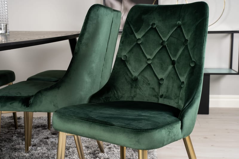 Daicy Matgrupp 180 cm + 6 st Valerie Matstolar Venture Home Brass, Black - Møbler - Borde - Spisebordssæt