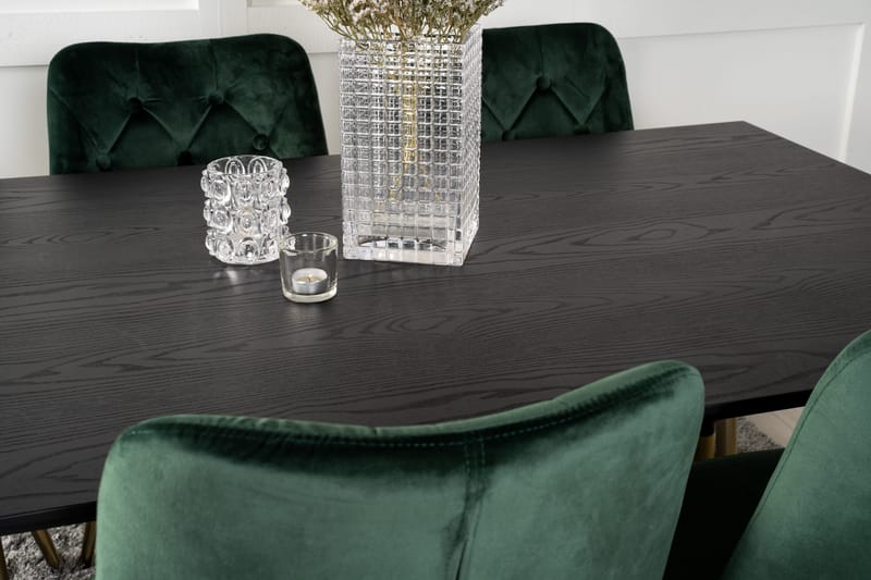 Daicy Matgrupp 180 cm + 6 st Valerie Matstolar Venture Home Brass, Black - Møbler - Borde - Spisebordssæt