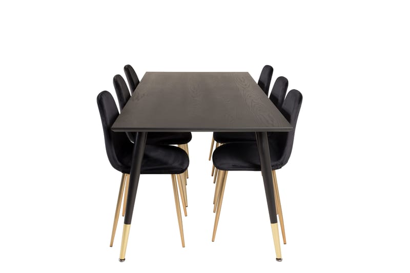 Daicy Matgrupp 180 cm + 6 st Pontus Matstolar Venture Home Brass, Black - Møbler - Borde - Spisebordssæt
