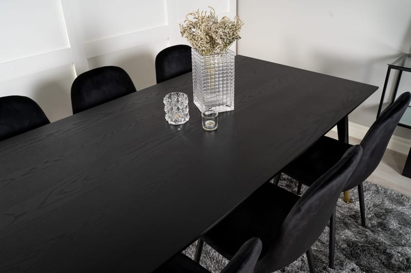 Daicy Matgrupp 180 cm + 6 st Pontus Matstolar Venture Home Brass, Black - Møbler - Borde - Spisebordssæt