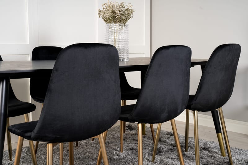 Daicy Matgrupp 180 cm + 6 st Pontus Matstolar Venture Home Brass, Black - Møbler - Borde - Spisebordssæt