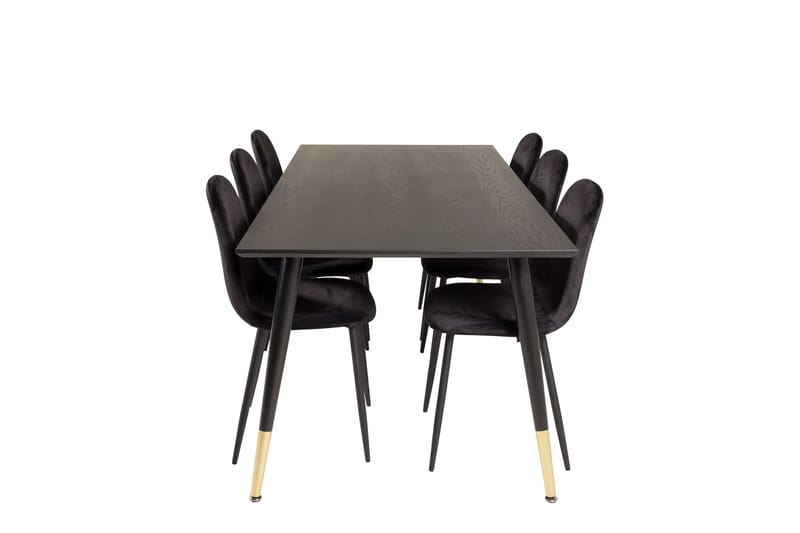 Daicy Matgrupp 180 cm + 6 st Pontus Matstolar Venture Home Brass, Black - Møbler - Borde - Spisebordssæt
