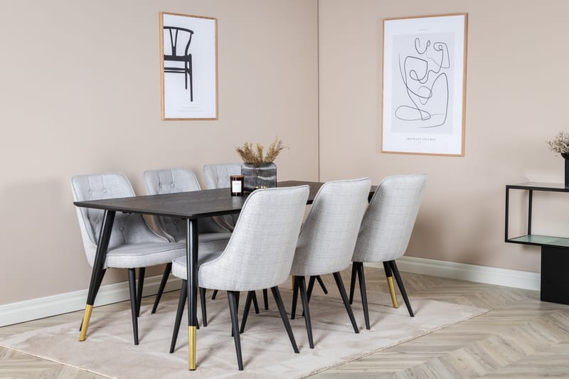 Daicy Spisebord 180 cm Med 6 Valera Spisebordsstol - Møbler - Borde - Spisebordssæt
