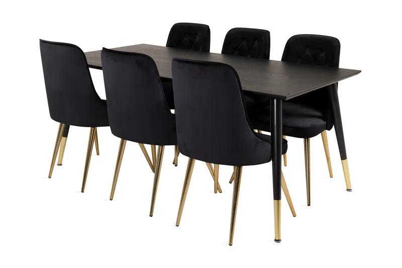 Daicy Spisebord 180 cm med 6 Valerie Lyx  velourstole, undefined