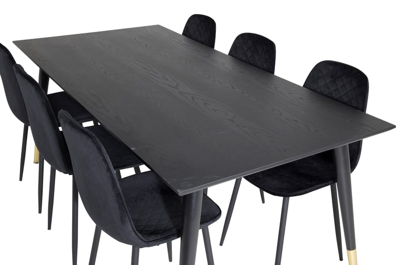 Daicy Spisebordssæt 180 cm inkl 6 Ypas Stole - Sort/Messing - Spisebordssæt