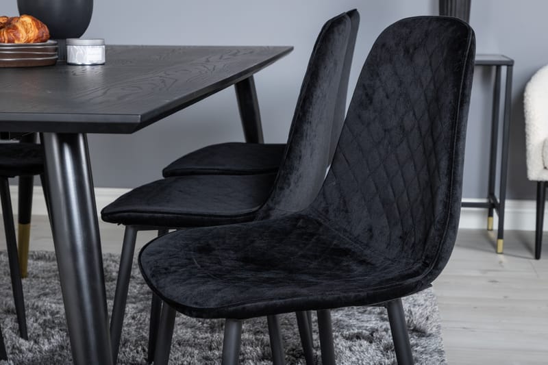 Daicy Spisebordssæt 180 cm inkl 6 Ypas Stole - Sort/Messing - Møbler - Borde - Spisebordssæt