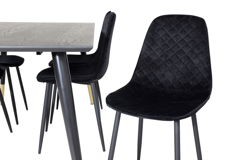 Daicy Spisebordssæt 180 cm inkl 6 Ypas Stole - Sort/Messing - Møbler - Borde - Spisebordssæt