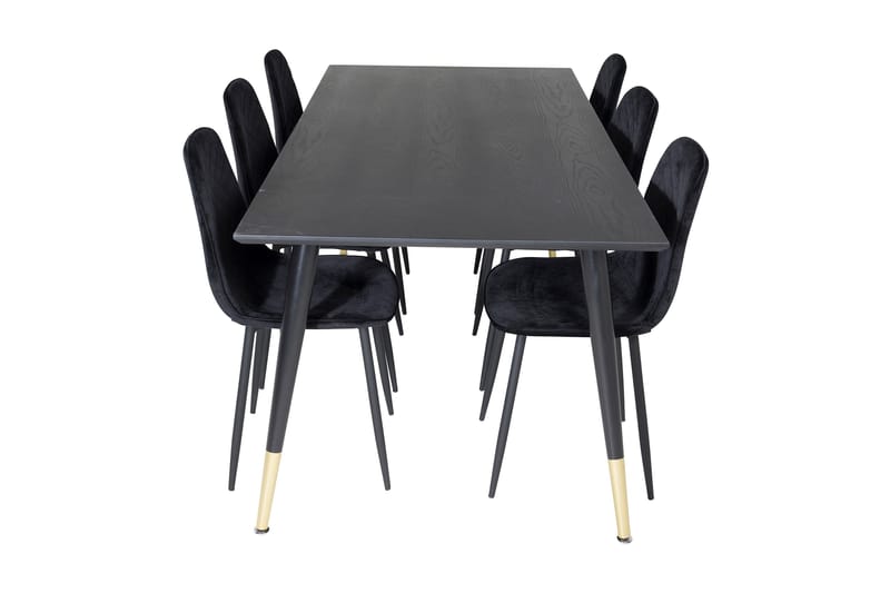 Daicy Spisebordssæt 180 cm inkl 6 Ypas Stole - Sort/Messing - Møbler - Borde - Spisebordssæt
