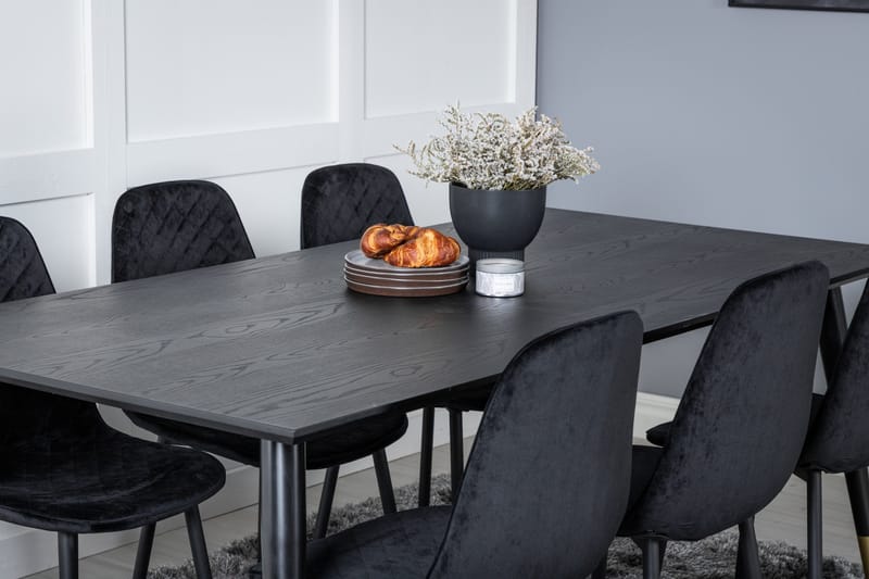 Daicy Spisebordssæt 180 cm inkl 6 Ypas Stole - Sort/Messing - Møbler - Borde - Spisebordssæt