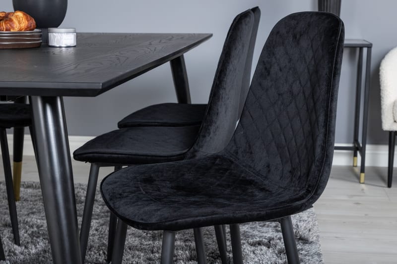 Daicy Spisebordssæt 180 cm inkl 6 Ypas Stole - Sort/Messing - Møbler - Borde - Spisebordssæt