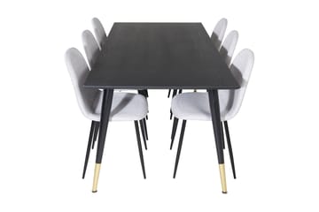Daicy Spisebordssæt 180 cm inkl 6 Ypas Stole - Sort/Messing/Grå - Møbler - Borde - Spisebordssæt