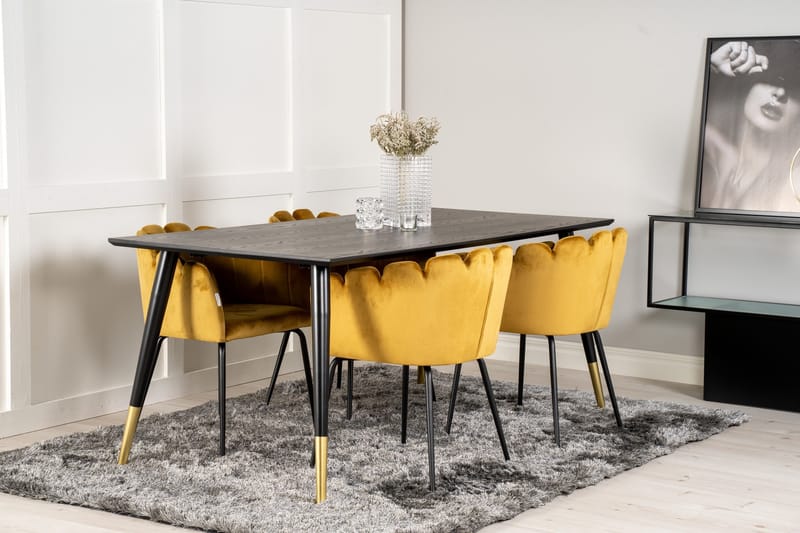 Daicy Spisebordssæt 180 cm med 4 Limhamn spisebordsstole Gul - Furniture Fashion - Møbler - Borde - Spisebordssæt