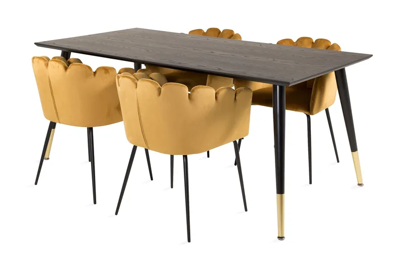Daicy Spisebordssæt 180 cm med 4 Limhamn spisebordsstole Gul, Furniture Fashion