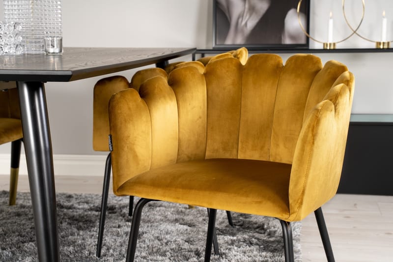 Daicy Spisebordssæt 180 cm med 4 Limhamn spisebordsstole Gul - Furniture Fashion - Møbler - Borde - Spisebordssæt