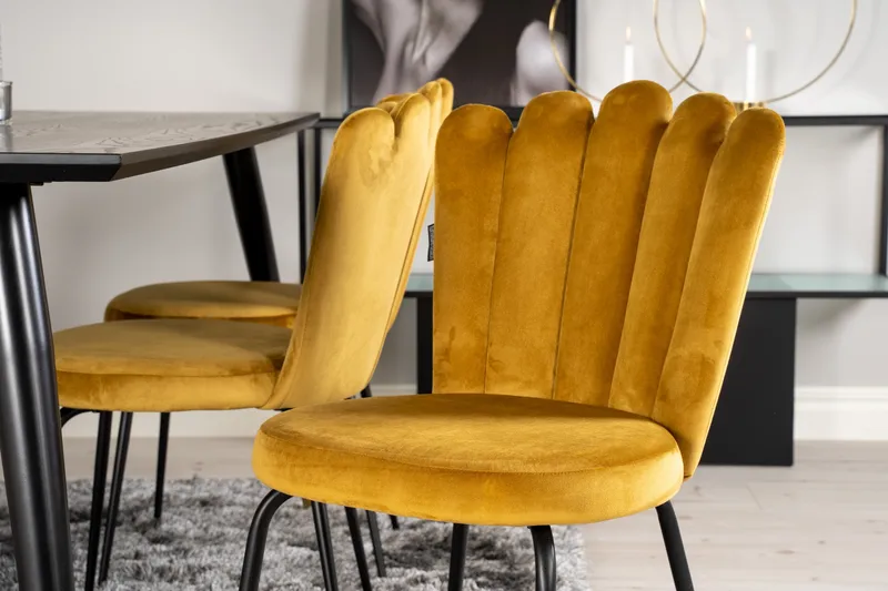 Daicy Spisebordssæt 180 cm med 6 Limhamn spisebordsstole Gul - Furniture Fashion - Møbler - Borde - Spisebordssæt